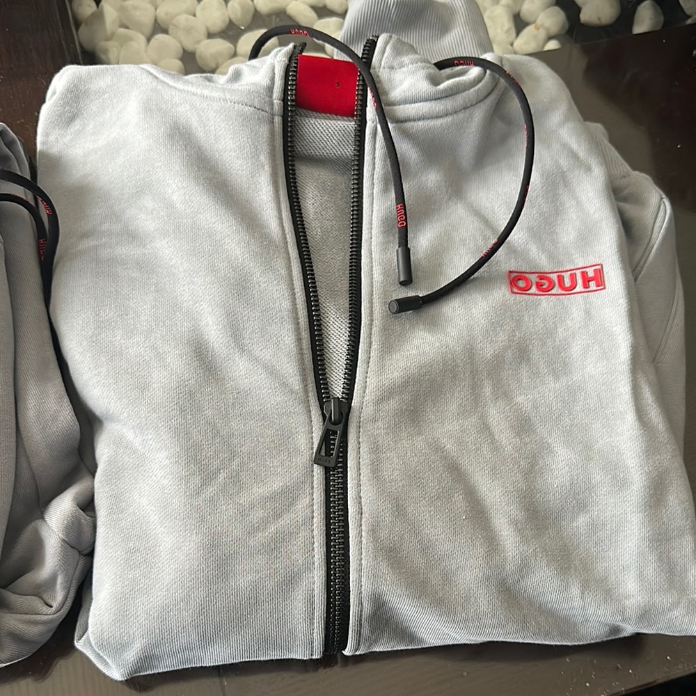 HUGO Gray Zip-Up Hoodie